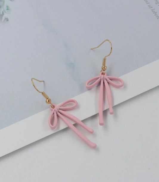 1 Pair Pink Bow Earrings