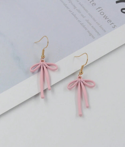 1 Pair Pink Bow Earrings
